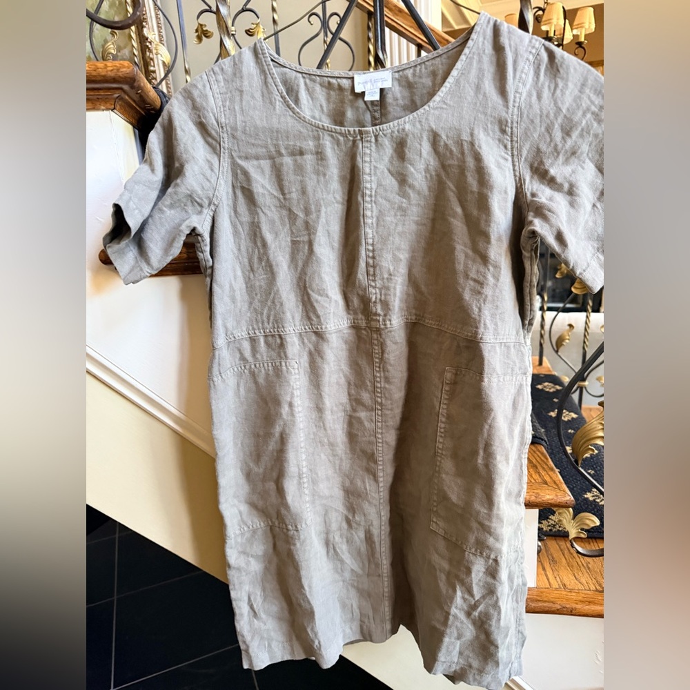 J. Jill Dyed Linen Dress. XSP. Beautiful Olive. Soft 100% Linen - Picture 4 of 9
